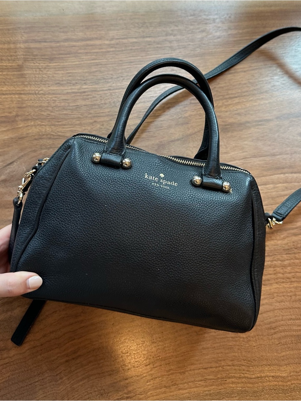 kate spade Black Leather Bag Purse / Crossbody with Gold Hardware